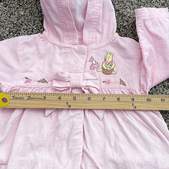 Baby Girl Embroidered Winnie the Pooh Button Up Hooded Jacket Pink Bow - Picture 6 of 7